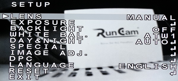 RunCam Swift camera review - OSD
