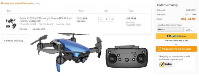 Goolrc X12 drone coupon deal