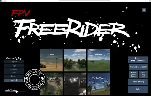 FPV Freerider main screen