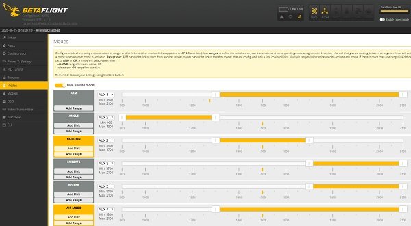 BetaFlight settings