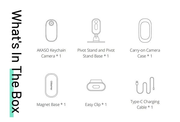 Included accessories with AKASO Keychain camera