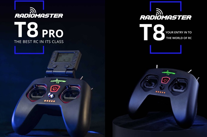 Photo of RadioMaster T8 Pro and T8 remote controllers