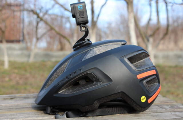 GoPro 10 mounted on helmet