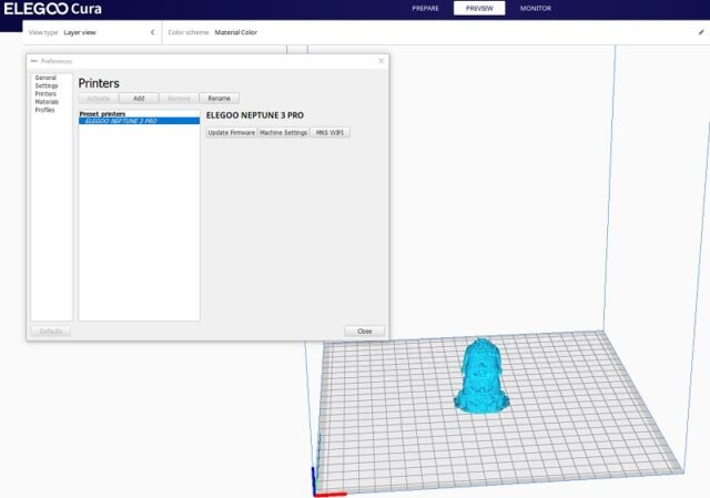 Elegoo Cura main interface