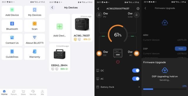 Bluetti APP main screen