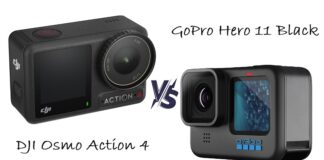 GoPro 11 and DJI Action 4 side by side