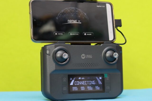 Phone installed on top of the controller