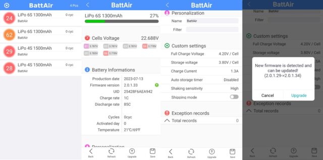 BattAir APP main interface