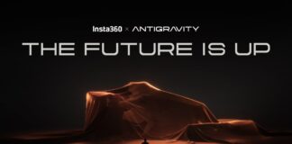 Antigravity drone by Insta360 on display with sleek design and camera system visible