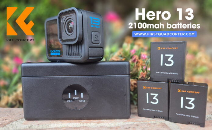 K&F Concept batteries for GoPro Hero 13 arranged for review presentation
