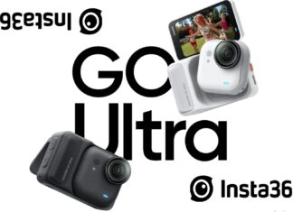 Insta360 GO Ultra action camera in white and black colors