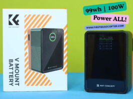 K&F Concept 99Wh V-Mount battery review showing compact design and power capacity