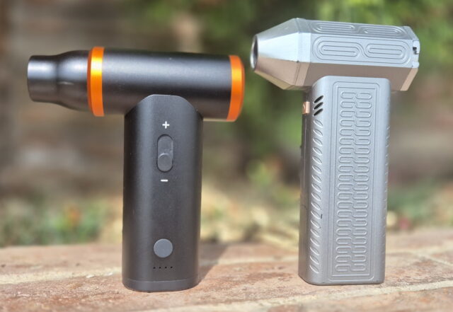 Side-by-side comparison of premium vs cheap turbojet fan showing build quality and design differences