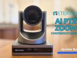 Retekess TC202 PTZ AI conference camera review highlighting features and performance