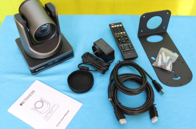 Unboxing Retekess TC202 PTZ AI Zoom conference camera for meetings and live streaming