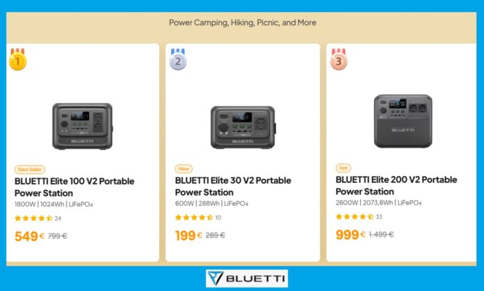 BLUETTI Elite V2 Lineup Breakdown: Choosing the Right Power Station for Your Needs BLUETTI Elite V2 series comparison photo showing Elite 30 V2, 100 V2 and 200 V2 power stations side by side