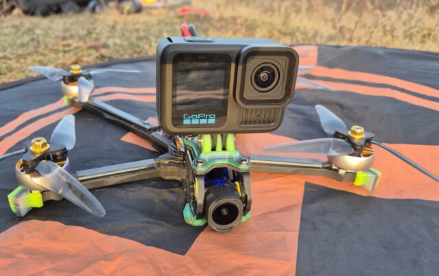 GoPro Hero 13 Black mounted on an FPV drone equipped with a DJI O4 Air Unit Pro, ready for aerial