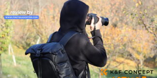 K&F Concept Nature Wander 11 camera backpack placed on a forest trail during a nature photography hike