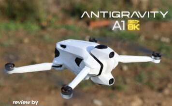 Antigravity A1 drone shown during a hands-on review, highlighting its design and flight features