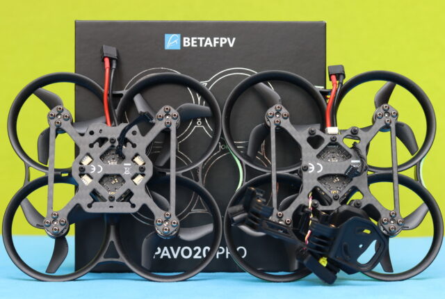 Side-by-side comparison of the Original BetaFPV Pavo20 Pro frame and the Pavo20 Pro II frame.