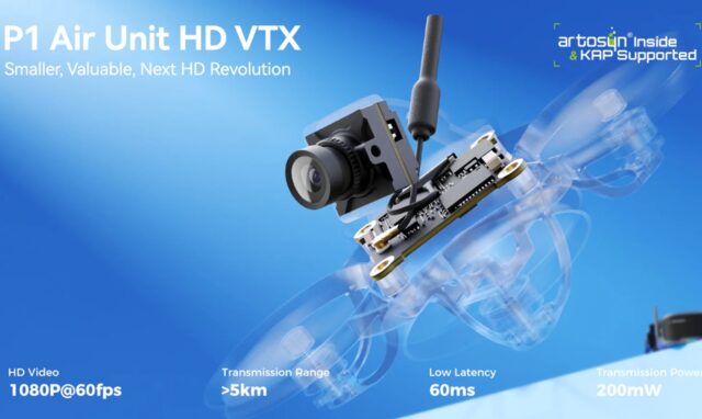 ArtLynk P1 Air Unit HD digital FPV kit with camera, air unit and antennas displayed