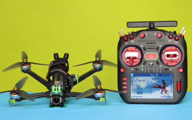 RadioMaster TX16S MK3 MAX dual-band ELRS radio transmitter for long-range FPV drones.
