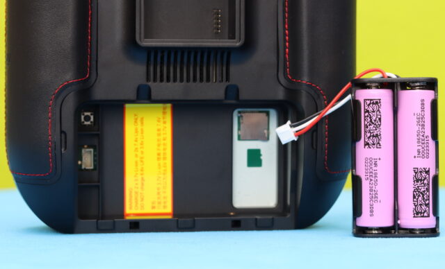 RadioMaster TX16S MK3 radio transmitter showing different battery options and the battery compartment.