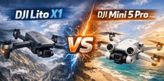 DJI Lito X1 vs DJI Mini 5 Pro side by side comparison of sub-250g drones