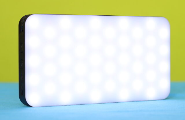 Close-up photo of the K&F Concept 12W video light showing the LED panel covered by a built-in diffuser for soft, even illumination