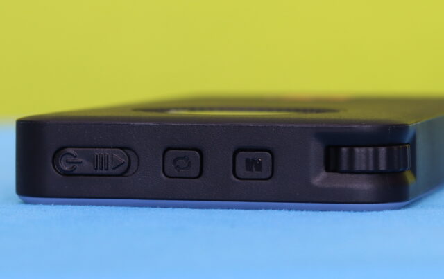 Close-up photo of the control buttons and display on the K&F Concept 12W video light, showing brightness, color, and mode adjustment interface