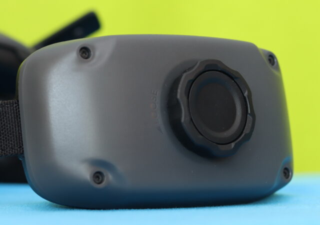 DJI Goggles 3 battery pack attached to headband with adjustment knob for fit customization
