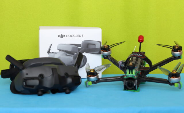 DJI Goggles 3 paired with compatible DJI FPV drones and air units for digital video transmission