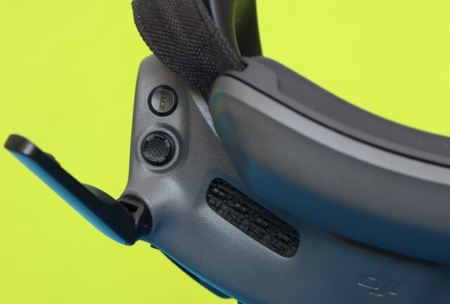DJI Goggles 3 controls showing buttons and adjustment dials on the headset