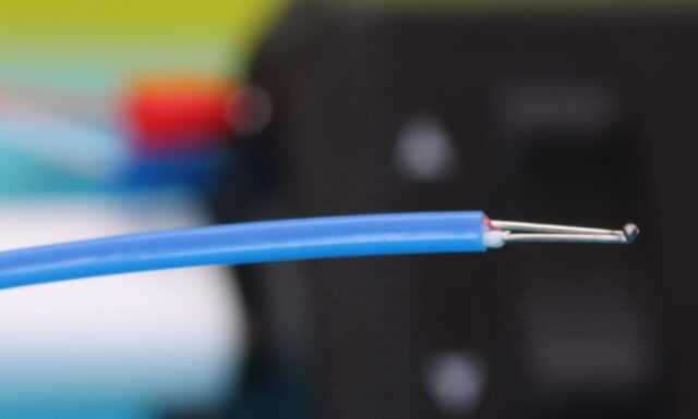 Miniware TS1M external temperature sensor probe connected for precise soldering iron temperature measurement