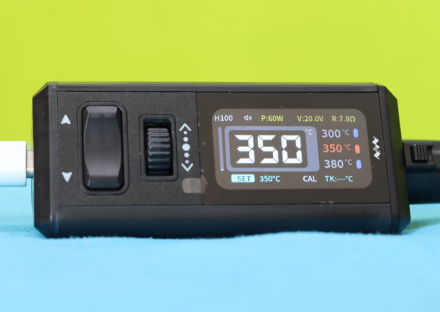 Miniware TS1M soldering iron user interface OLED screen showing temperature and settings menu