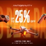 Promotional banner advertising the Antigravity A1 360° camera drone summer sale with a 25% discount.