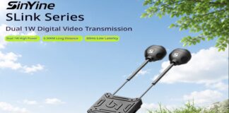 SinYiN SLink HD digital FPV system featuring FPV goggles, air unit, and camera for long-range HD drone flying