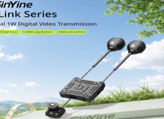 SinYiN SLink HD digital FPV system featuring FPV goggles, air unit, and camera for long-range HD drone flying